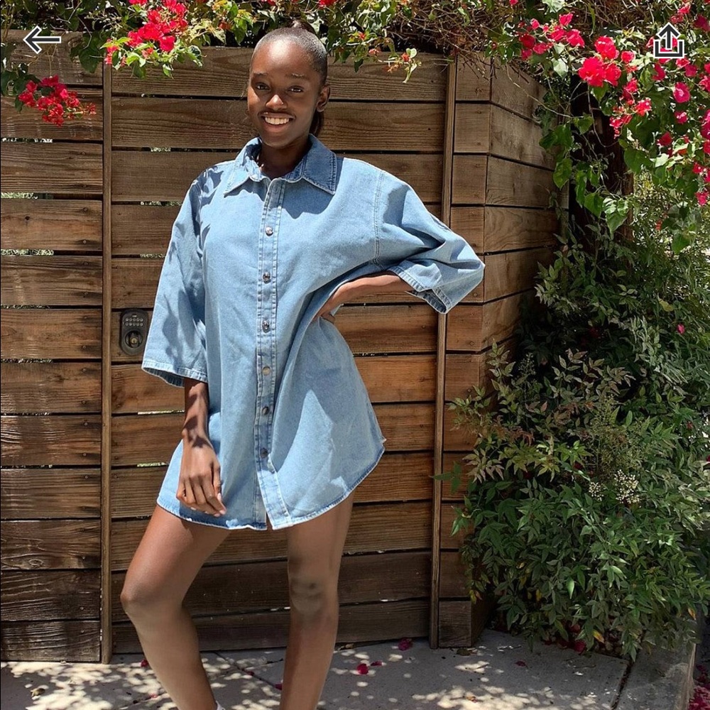 Brand new long denim shirt